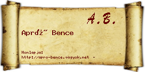 Apró Bence névjegykártya